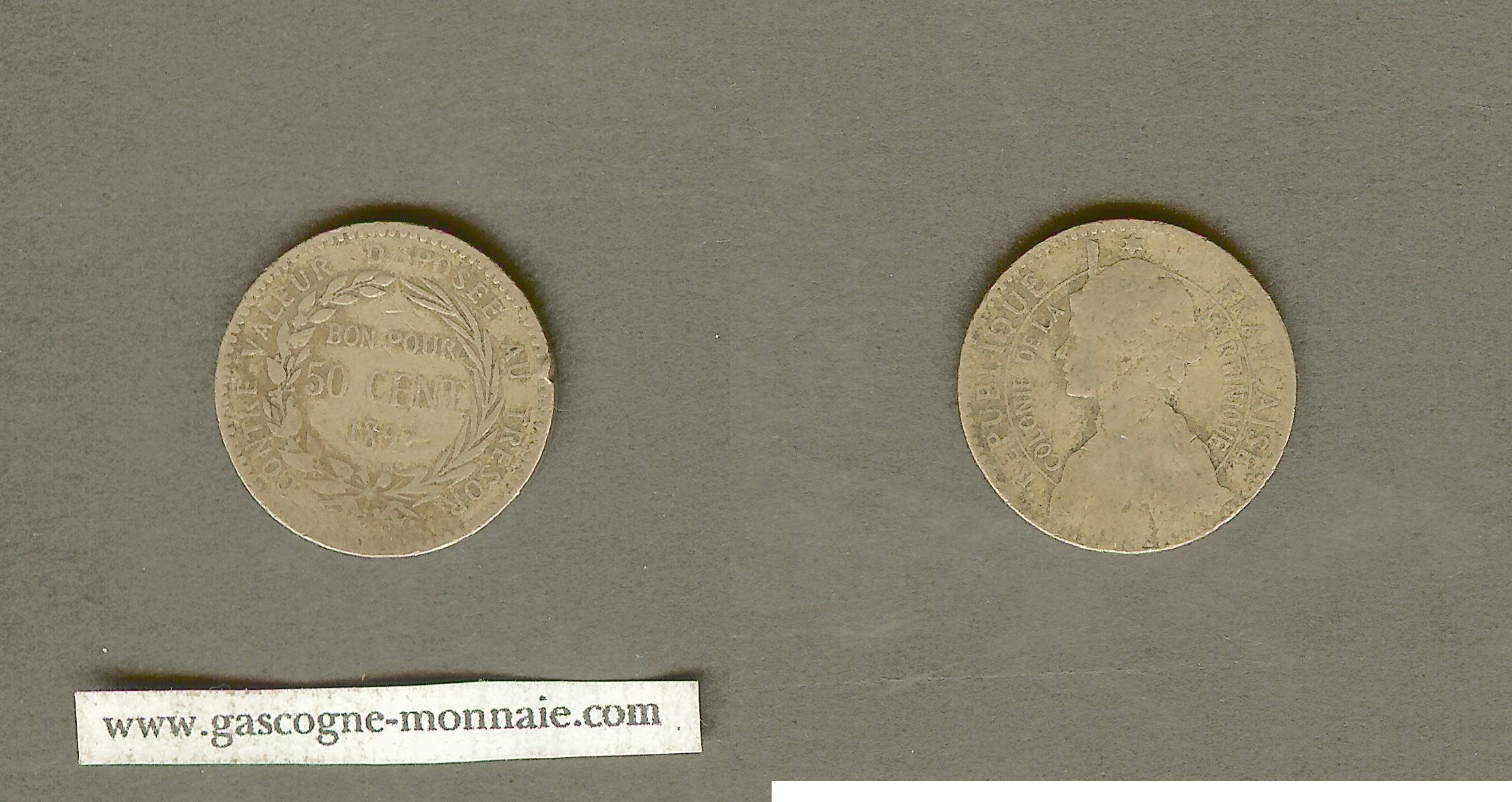 Martinique 50 centimes 1897 F/gF
